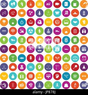 100 success icons set color Stock Vector