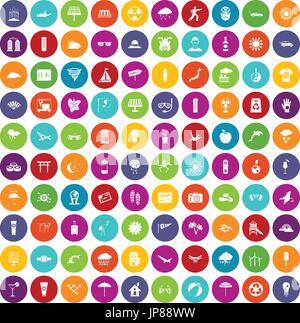 100 sun icons set color Stock Vector