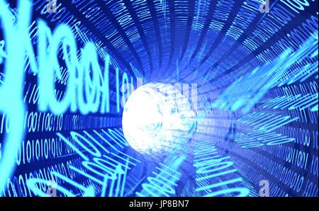 3d illustration of fiber optics cable with binary data Stock Photo - Alamy