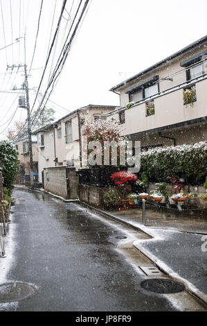 Tokyo, Nakano - Snow scene Stock Photo