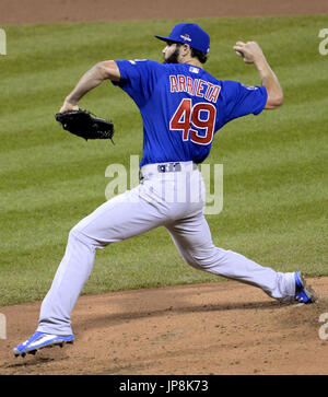 Chicago Cubs pitcher Jake Arrieta, left, receives a Championship Ring  during a ring ceremony before a baseball game between the Chicago Cubs and  Los Angeles Dodgers at Wrigley Field on April 12