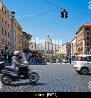 Square streetview of St Peter's Basilica at the Vatican in Rome. Stock Photo