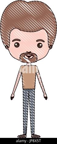 crayon colored silhouette of man standing caricature with light brown hair and van dyke beard with formal clothes Stock Vector