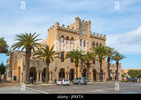 Spain balearic Islands, Menorca Island, Ciutadella City, City Hall Building, Stock Photo