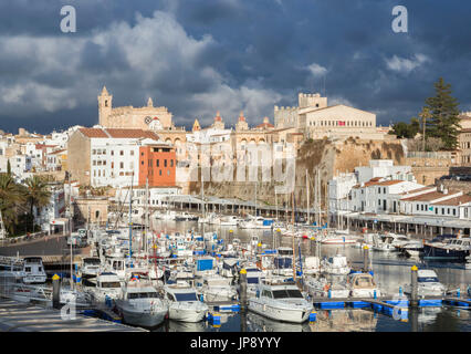 Spain, Balearic Islands, Menorca Island, Ciutadella City and port Stock Photo