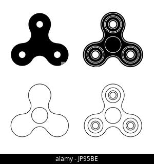 Fidget spinners black silhouettes and contour drawings Stock Vector