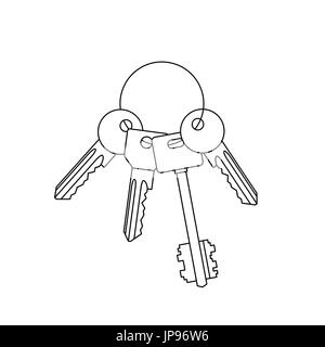 Bunch of keys line drawing. Stock Vector