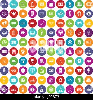100 sweepstakes icons set color Stock Vector