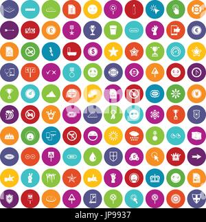 100 symbol icons set color Stock Vector