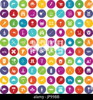 100 tackle icons set color Stock Vector