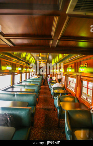 Images of the inside of the panama canal railway passenger car traveling from Panama City to Colon Stock Photo