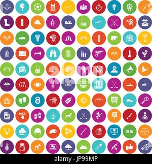 100 target icons set color Stock Vector
