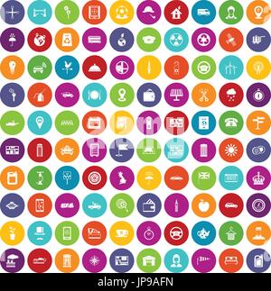 100 taxi icons set color Stock Vector
