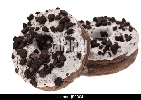 Two Oreo ring donuts - studio shot with a white background Stock Photo