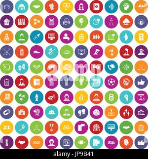100 team icons set color Stock Vector