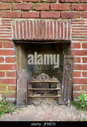 Old Fireplace; Post Office Row, Tyneham, Dorset Village was abandoned in 1943 Stock Photo