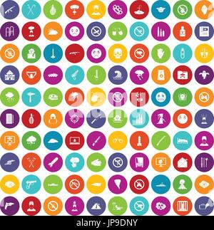 100 tension icons set color Stock Vector