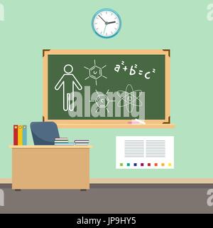 School classroom interior design. Vector back to school background Stock Vector