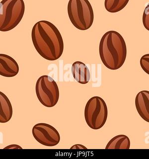 Seamless pattern with coffee beans, vector illustration and background Stock Vector