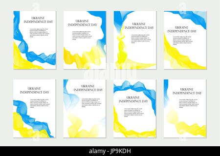 Independence Day Ukraine. Set of templates, brochures, flyers for your design in national flag colors. Vector illustration. Stock Vector