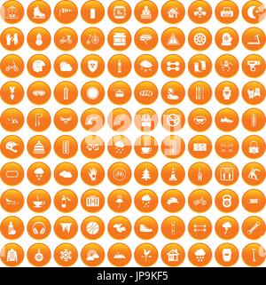 100 glove icons set orange Stock Vector