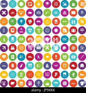100 time icons set color Stock Vector