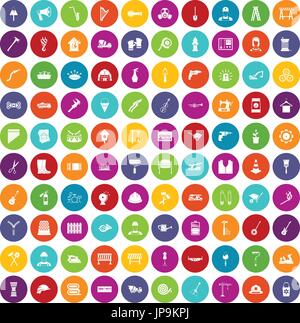 100 tools icons set color Stock Vector