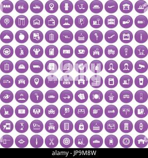 100 loader icons set purple Stock Vector