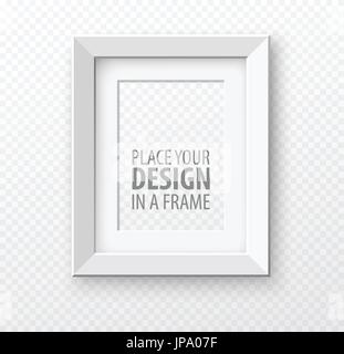Vertical frame mock up on transparence background with realistic shadows. Vector illustration Stock Vector