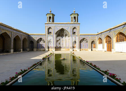 SHIRAZ, IRAN - APRIL 27, 2015: Nasir ol Molk Mosque - qajar era Stock Photo