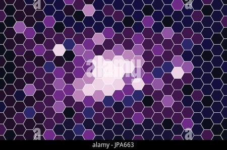 Vector Geometric Galaxy background with Hexagons. Blue, Magenta, Violet Hexagons. Stock Vector
