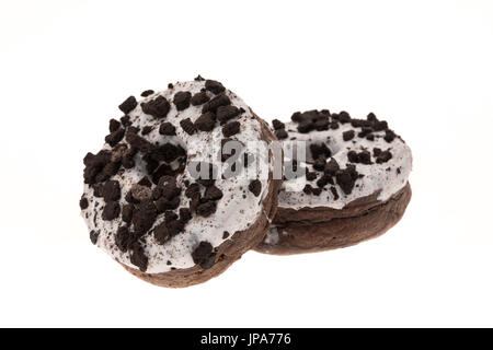 Two Oreo ring donuts - studio shot with a white background Stock Photo