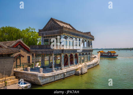 China, Beijing City, The Summer Palace, Marble Boat Stock Photo