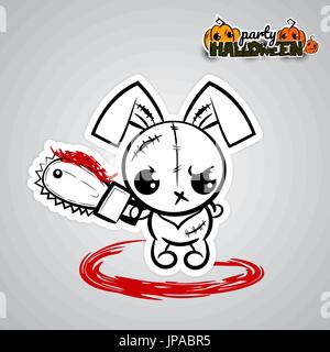 Halloween evil bunny voodoo doll pop art comic Stock Vector