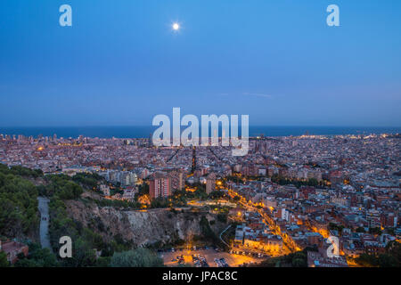 Spain, Catalonia, Barcelona City, sunset panorama Stock Photo