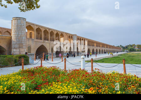 Iran, Esfahan City, Pol-e Khaju Bridge Stock Photo