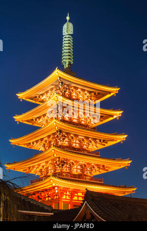 Japan, Honshu, Tokyo, Asakusa, Sensoji Temple aka Asakusa Kannon Temple, Pagoda Stock Photo