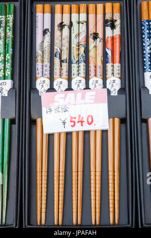 Japan, Honshu, Tokyo, Asakusa, Shop Display of Chopsticks Stock Photo