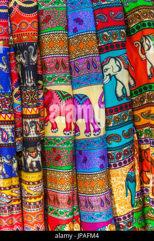 Thailand, Bangkok, Chatuchak Market, Colourful Sarongs Stock Photo