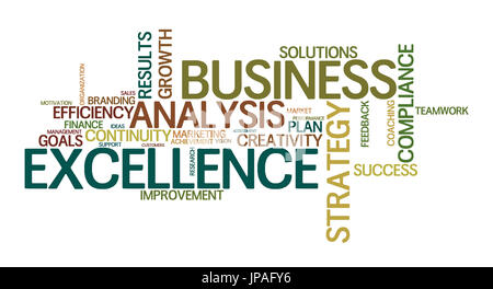 word cloud for business, analysis, Strategie and excellence Stock Photo