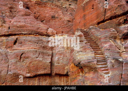 Unmarked stairs in the rock town Petra, Jordan.