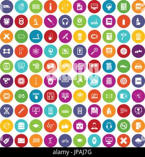 100 training icons set color Stock Vector