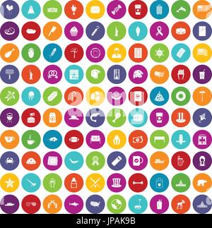 100 USA icons set color Stock Vector