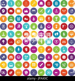 100 victory icons set color Stock Vector