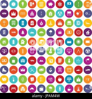 100 villa icons set color Stock Vector