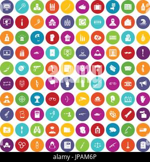 100 violation icons set color Stock Vector