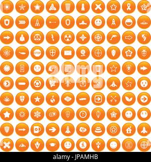 100 logotype icons set orange Stock Vector