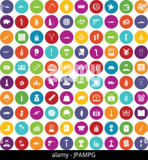 100 war crimes icons set color Stock Vector
