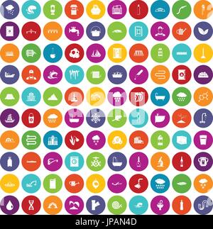 100 water supply icons set color Stock Vector