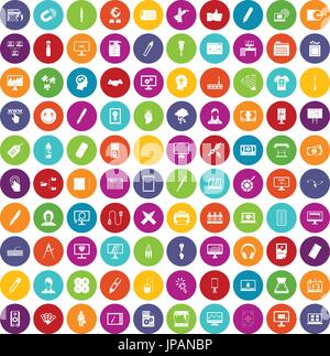 100 webdesign icons set color Stock Vector